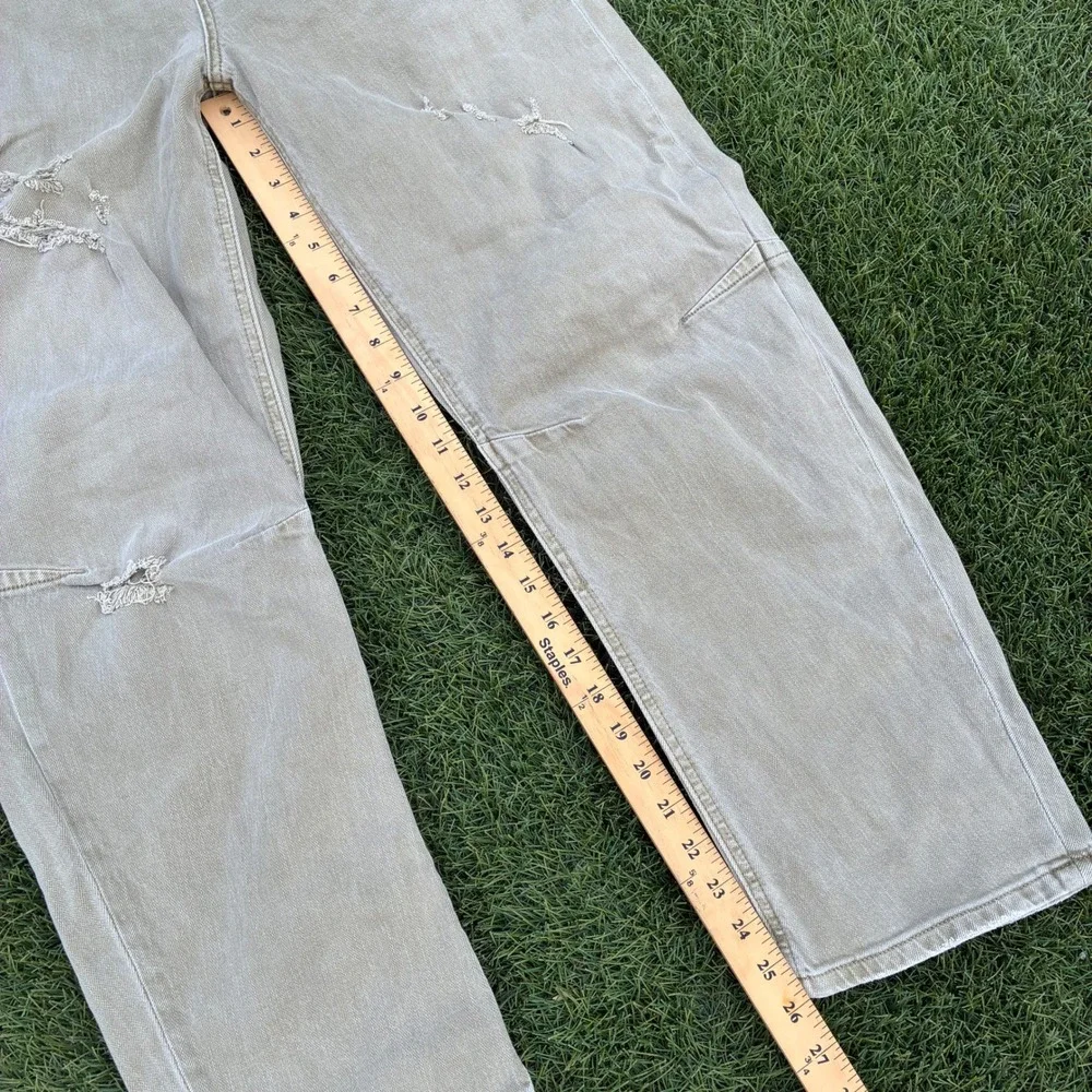 Pilcro Anthropologie 28x26 Distressed Barrel Leg Carpenter Jeans Bow Boyfriend